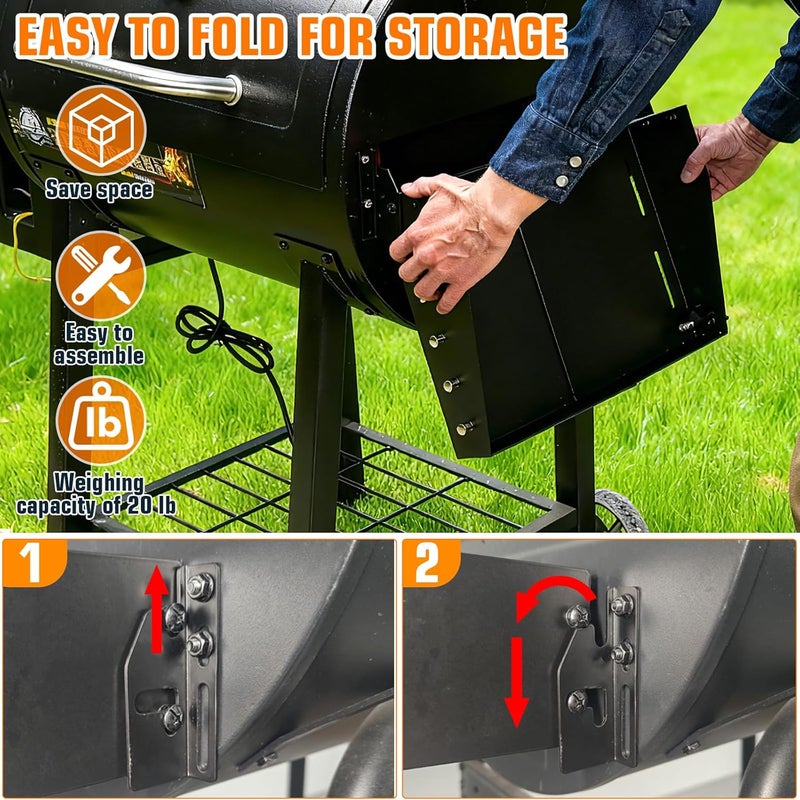 GRISUN Adjustable Grill Side Shelf - Folding Prep Table for Pit Boss 540/700FB, Camp Chef & Char Griller and Dyna-Glo - Image 4